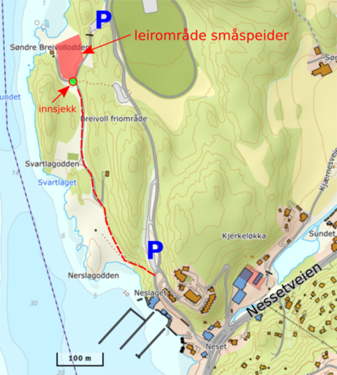 Kart over leirområdet på Breivoll